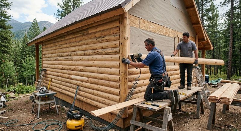 Log Siding Installation in Huntington, VT